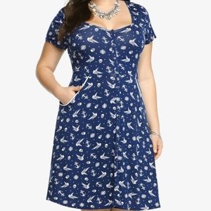 ROCKABILLY SKULL PRINTED DRESS